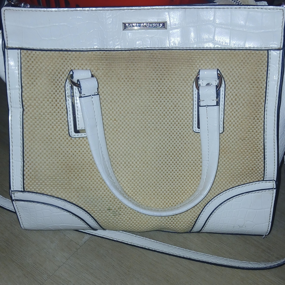 Anne Klein White and Tan Satchel with Classic Design